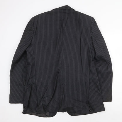 Burton Mens Grey Striped Wool Jacket Suit Jacket Size 38 Regular