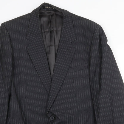 Burton Mens Grey Striped Wool Jacket Suit Jacket Size 38 Regular