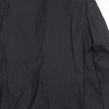 Burton Mens Grey Striped Wool Jacket Suit Jacket Size 38 Regular