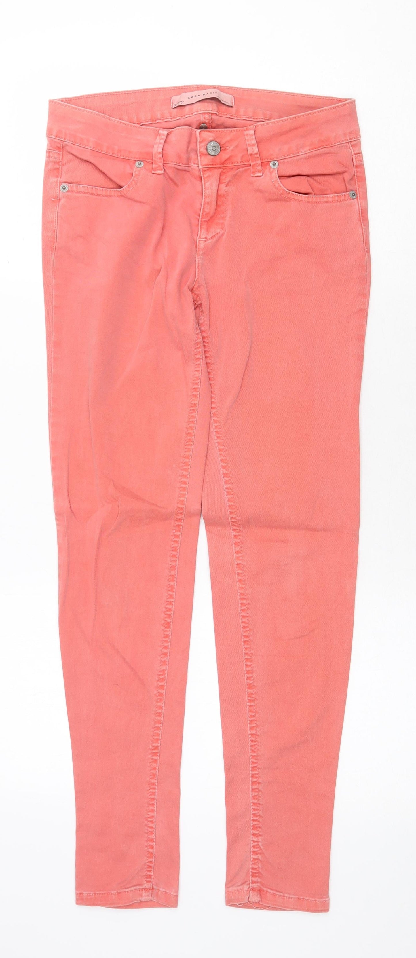 Zara Womens Pink Cotton Skinny Jeans Size 6 Regular Zip