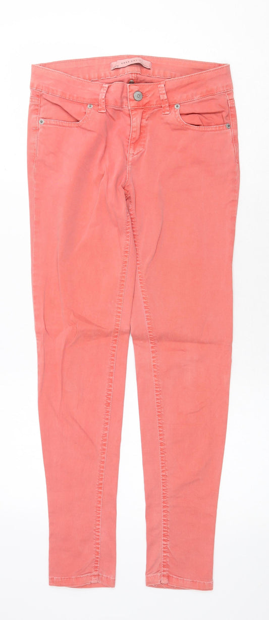Zara Womens Pink Cotton Skinny Jeans Size 6 Regular Zip