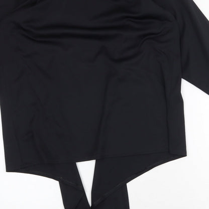 Mandy Marsh Womens Black Polyester Kimono Blouse Size 10 V-Neck