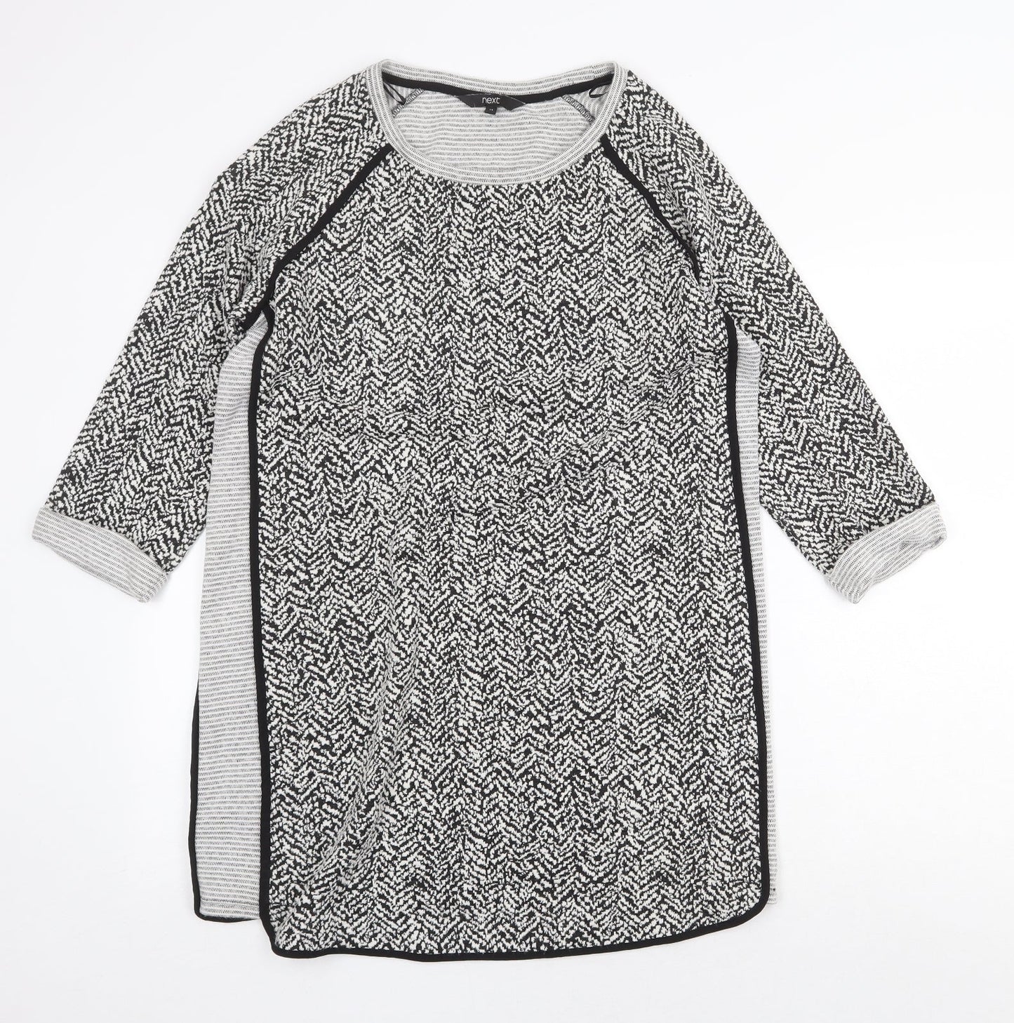 NEXT Womens Grey Geometric Cotton Shift Size 14 Scoop Neck Pullover