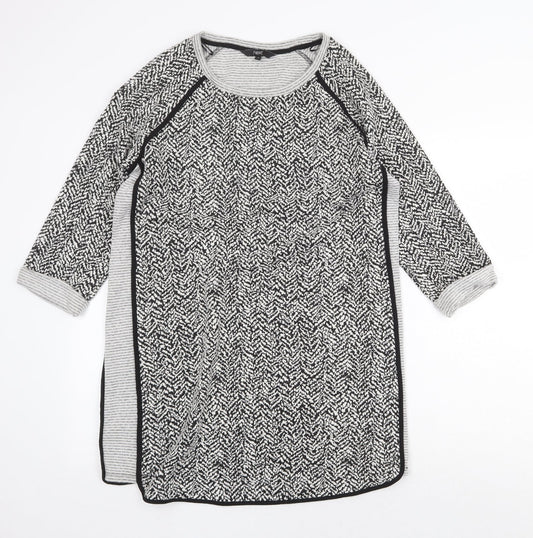 NEXT Womens Grey Geometric Cotton Shift Size 14 Scoop Neck Pullover