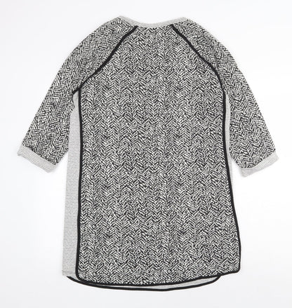 NEXT Womens Grey Geometric Cotton Shift Size 14 Scoop Neck Pullover