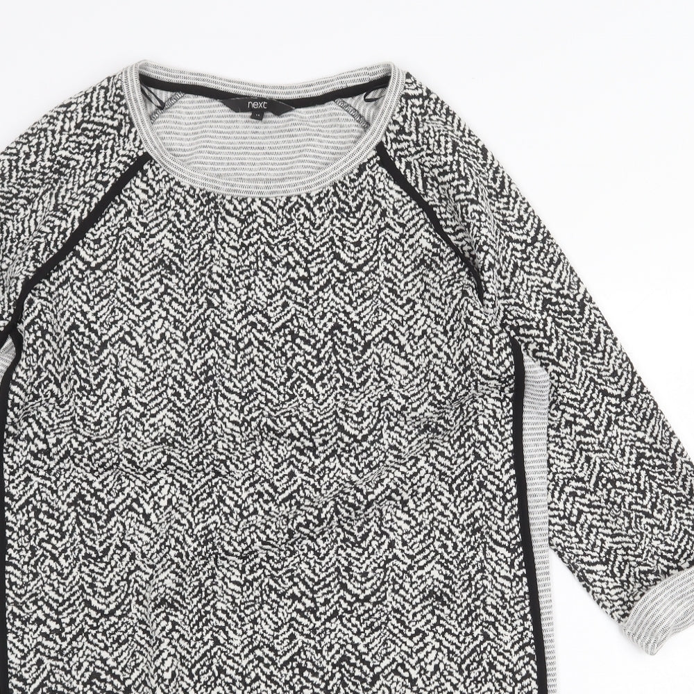 NEXT Womens Grey Geometric Cotton Shift Size 14 Scoop Neck Pullover