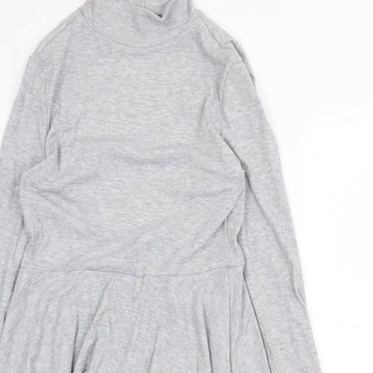 COLLUSION Womens Grey Polyester Skater Dress Size 10 High Neck Pullover