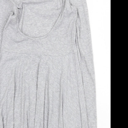 COLLUSION Womens Grey Polyester Skater Dress Size 10 High Neck Pullover