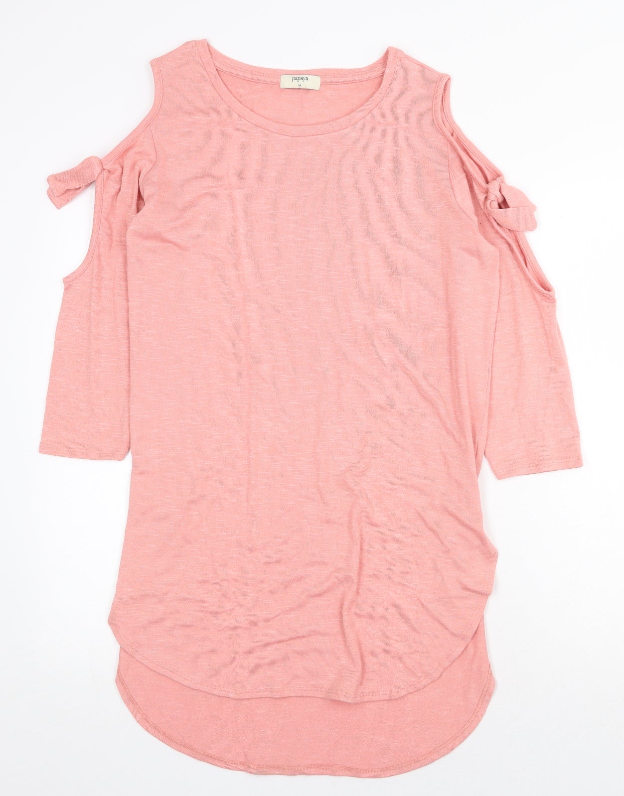 Papaya Womens Pink Viscose Shift Size M Scoop Neck Pullover - Cold Shoulder