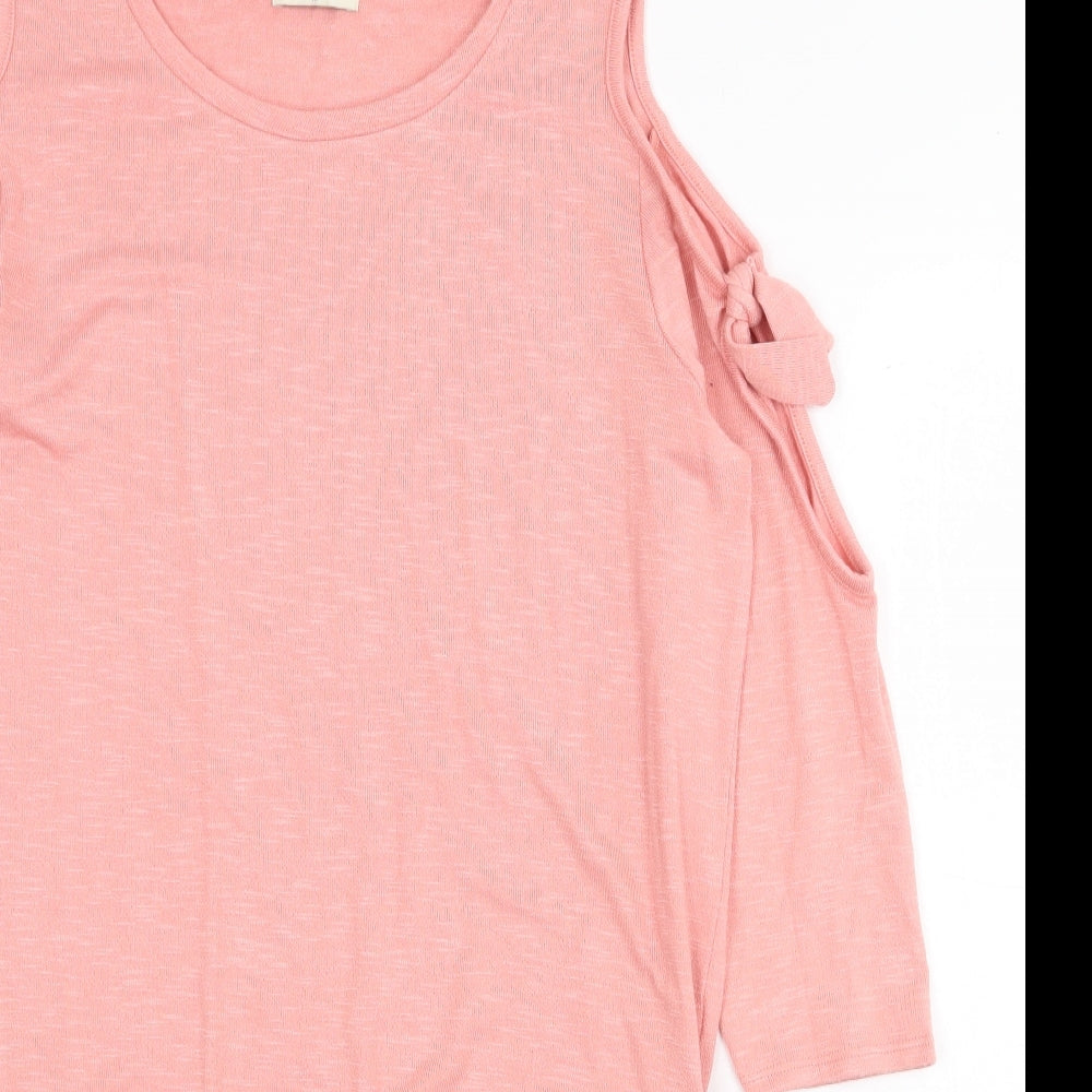 Papaya Womens Pink Viscose Shift Size M Scoop Neck Pullover - Cold Shoulder