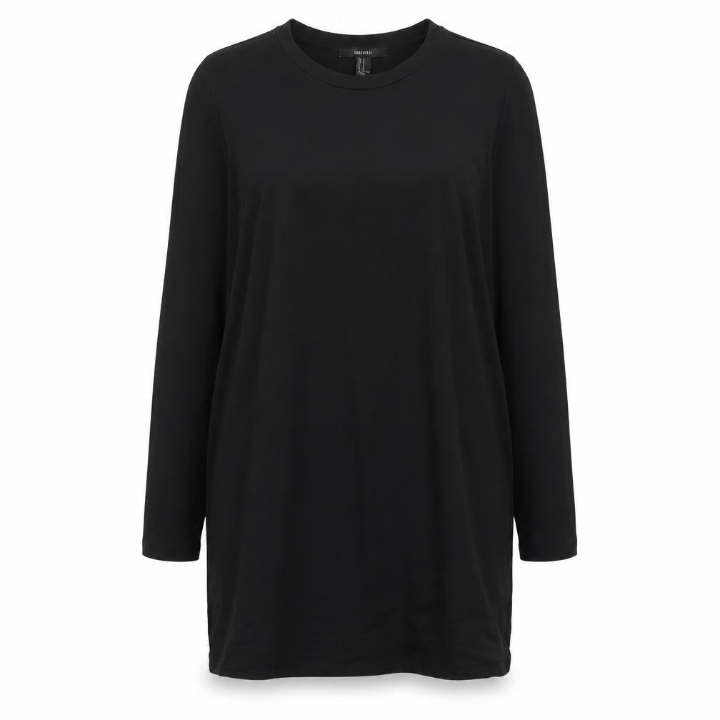 Forever 21 Womens Black Cotton Shift Size M Scoop Neck Pullover