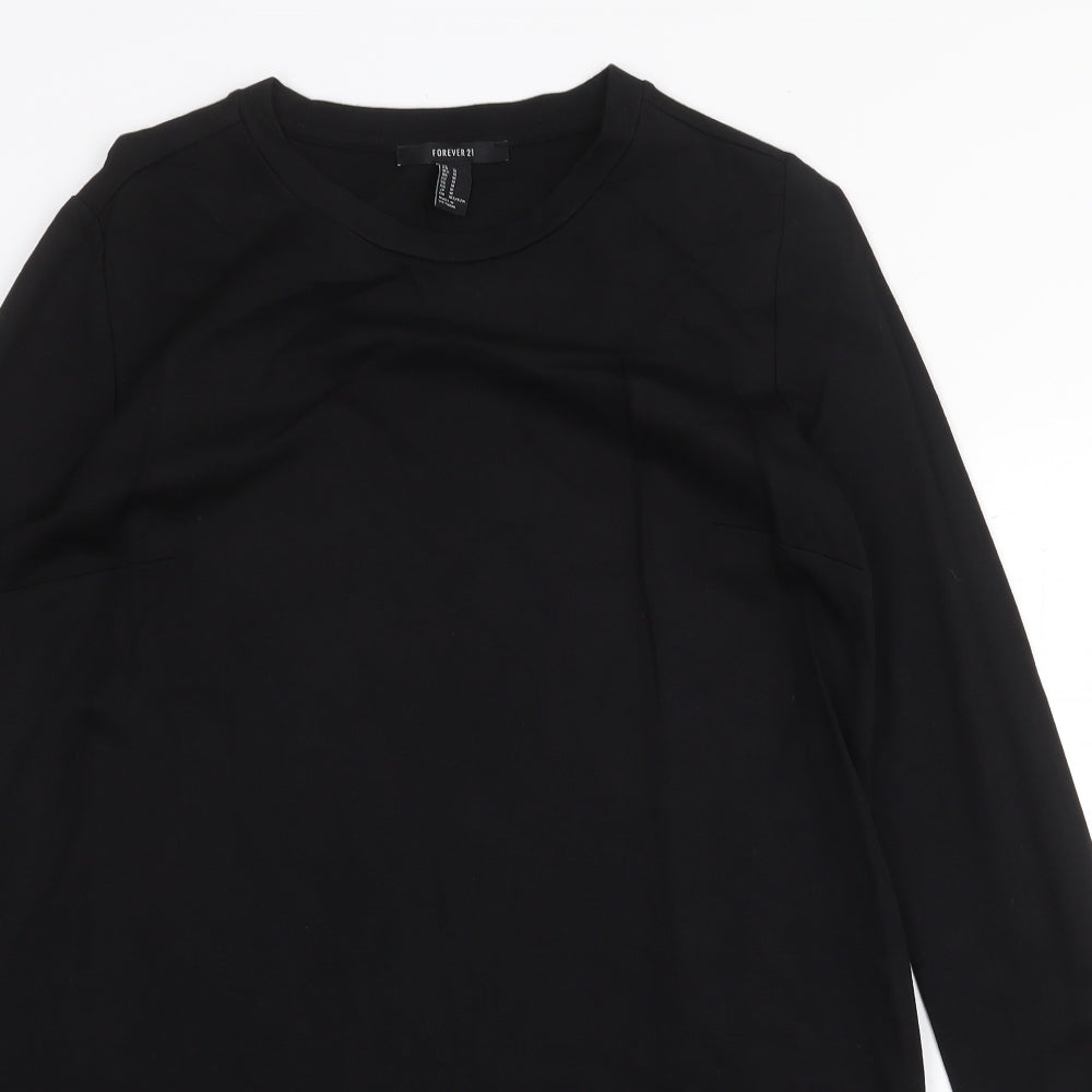 FOREVER 21 Womens Black Cotton Shift Size M Scoop Neck Pullover