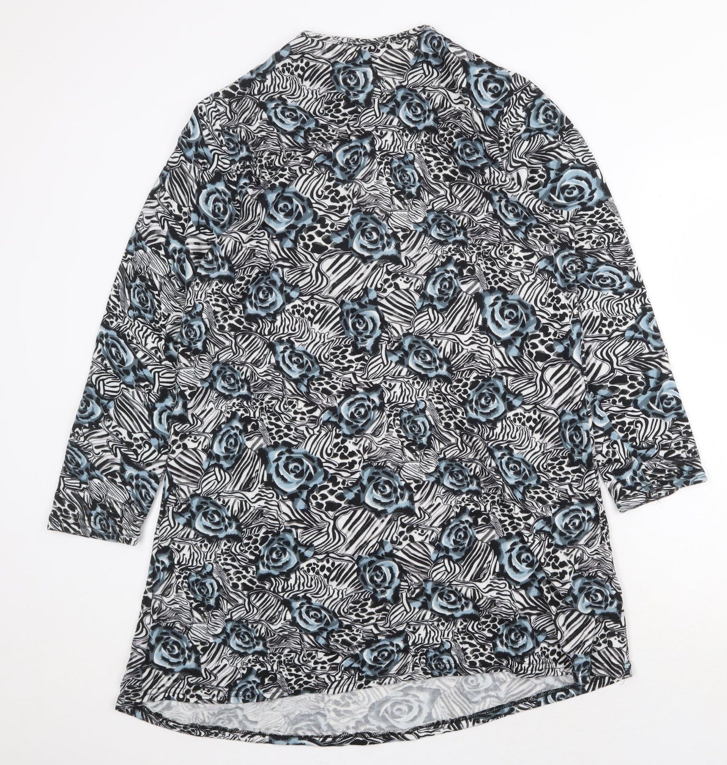 Radaus Womens Grey Floral Cotton Shift Size L V-Neck Zip