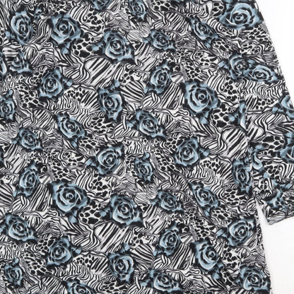 Radaus Womens Grey Floral Cotton Shift Size L V-Neck Zip