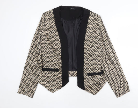 Klass Womens Beige Geometric Jacket Blazer Size 12