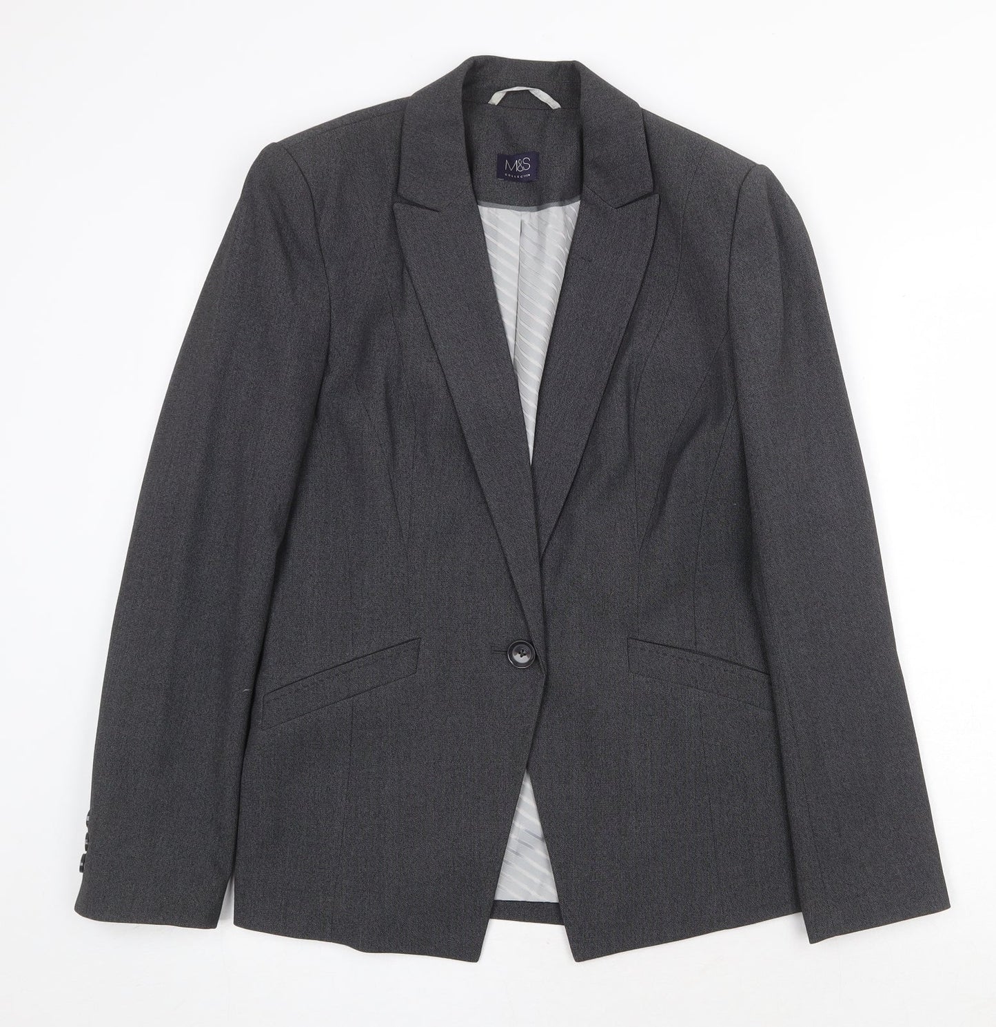 Womens UK Size 12 Marks and Spencer Regular Grey Blazer
