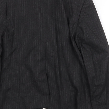 NEXT Womens Grey Striped Polyester Jacket Blazer Size 14 Button
