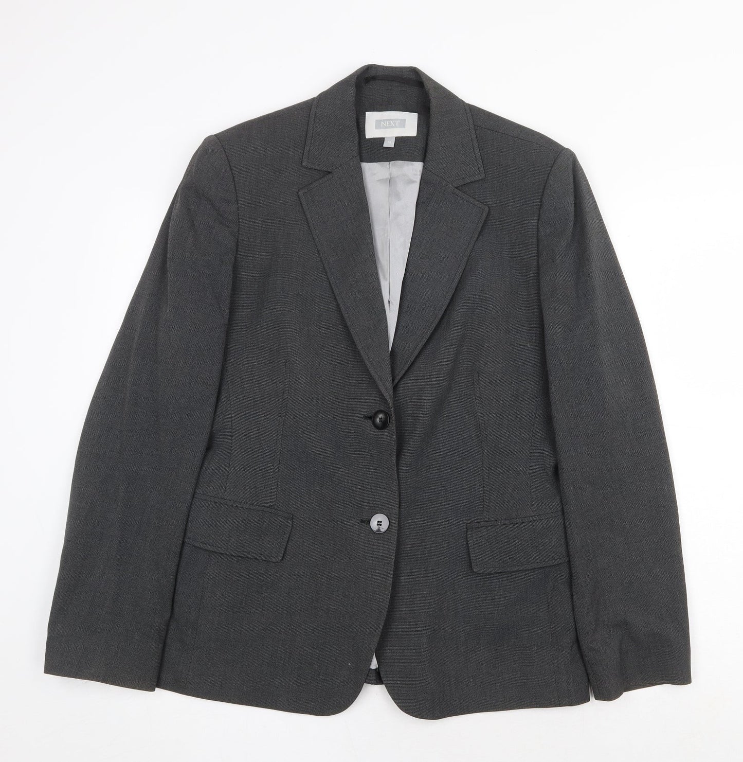 NEXT Womens Grey Polyester Jacket Blazer Size 14 Button