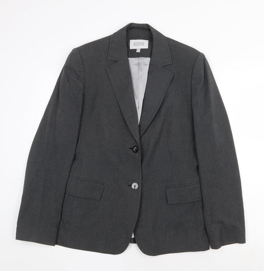 NEXT Womens Grey Polyester Jacket Blazer Size 14 Button