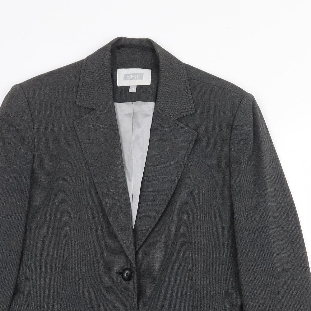 NEXT Womens Grey Polyester Jacket Blazer Size 14 Button