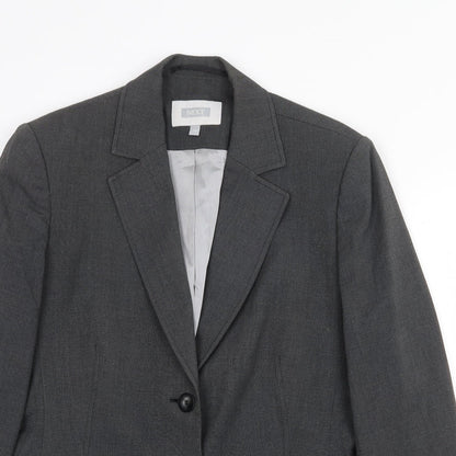 NEXT Womens Grey Polyester Jacket Blazer Size 14 Button