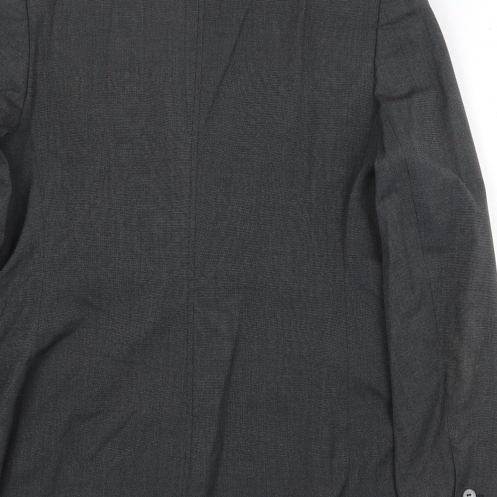 NEXT Womens Grey Polyester Jacket Blazer Size 14 Button