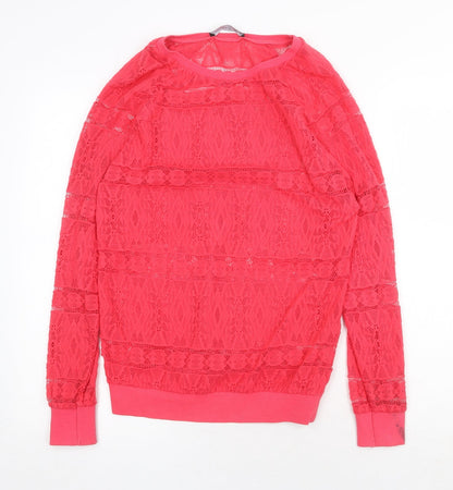 Atmosphere Womens Red Geometric Polyester Basic Blouse Size 6 Round Neck