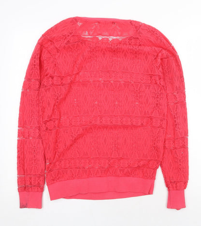 Atmosphere Womens Red Geometric Polyester Basic Blouse Size 6 Round Neck