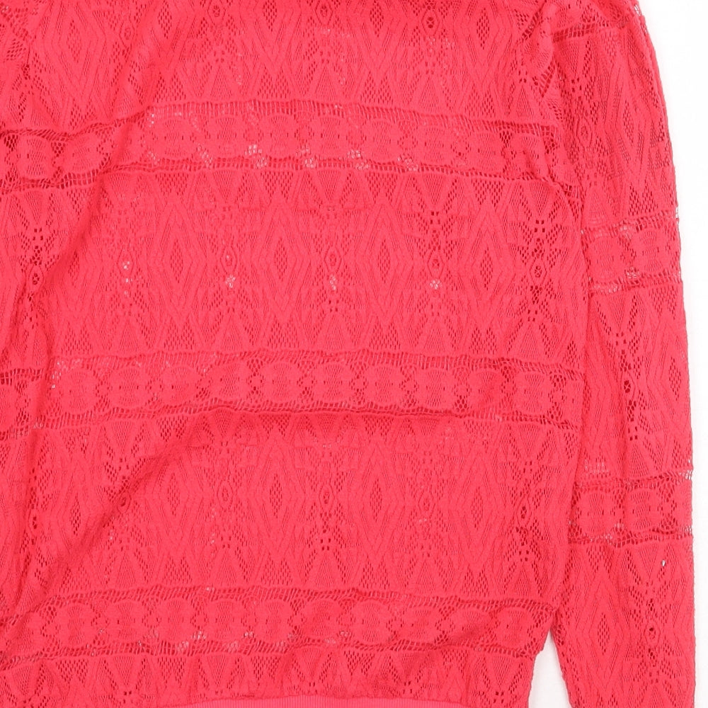 Atmosphere Womens Red Geometric Polyester Basic Blouse Size 6 Round Neck