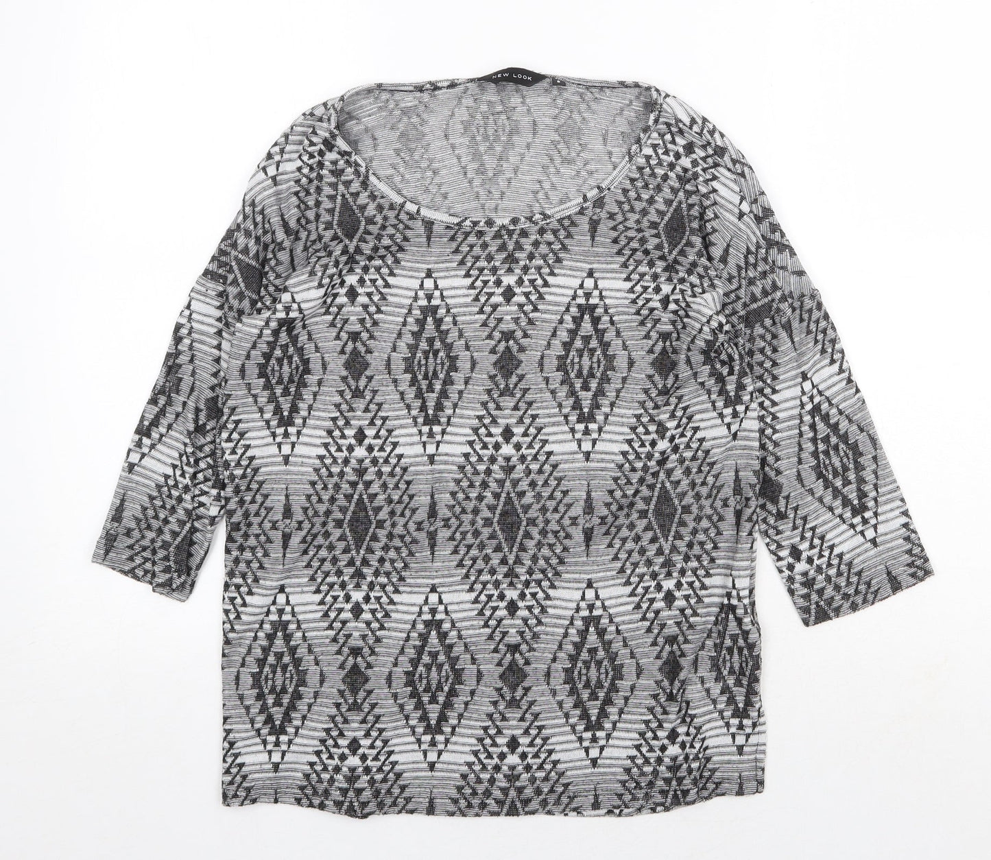 Womens UK Size 8 New Look Grey Basic T-Shirt