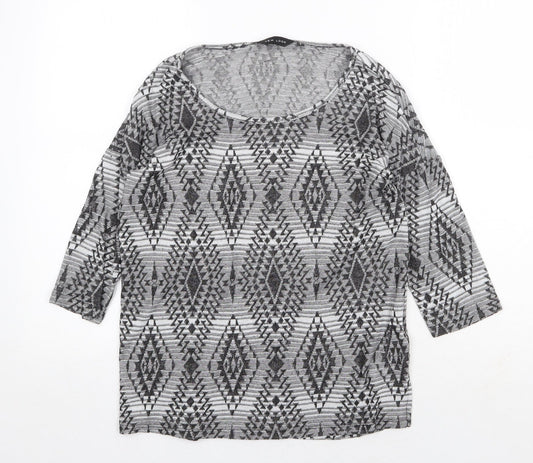 Womens UK Size 8 New Look Grey Basic T-Shirt