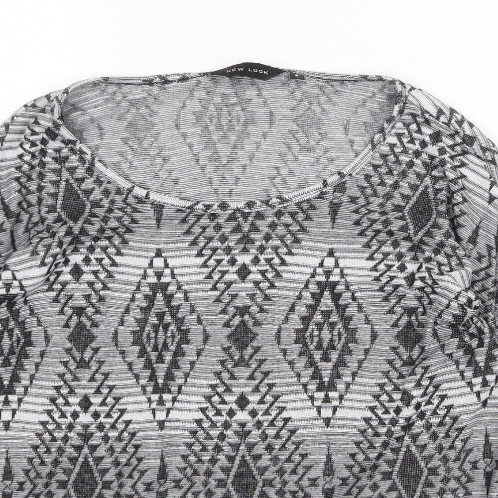 Womens UK Size 8 New Look Grey Basic T-Shirt