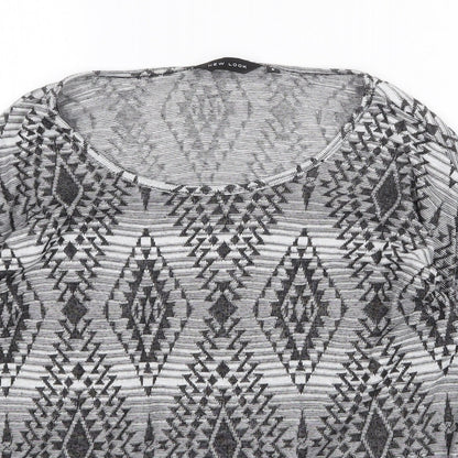 Womens UK Size 8 New Look Grey Basic T-Shirt
