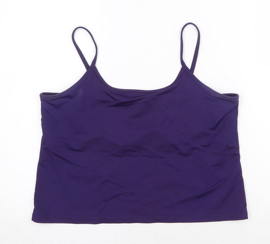 AMARANTO Womens Purple Nylon Cropped Tank Size L Round Neck