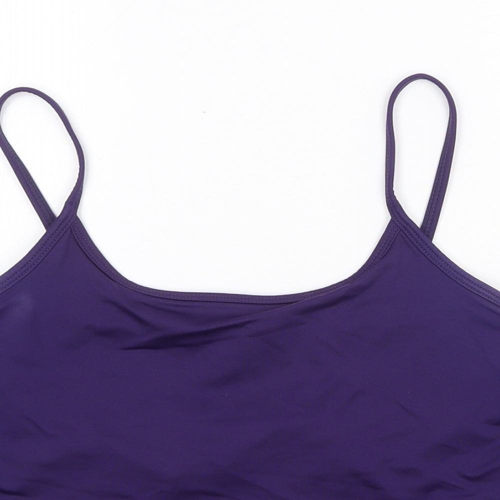 AMARANTO Womens Purple Nylon Cropped Tank Size L Round Neck