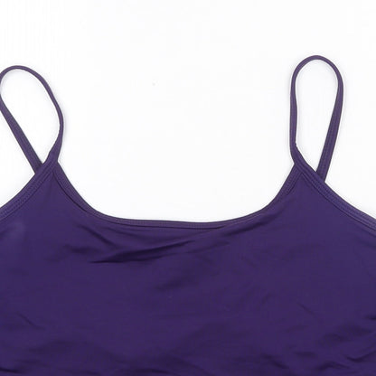 AMARANTO Womens Purple Nylon Cropped Tank Size L Round Neck