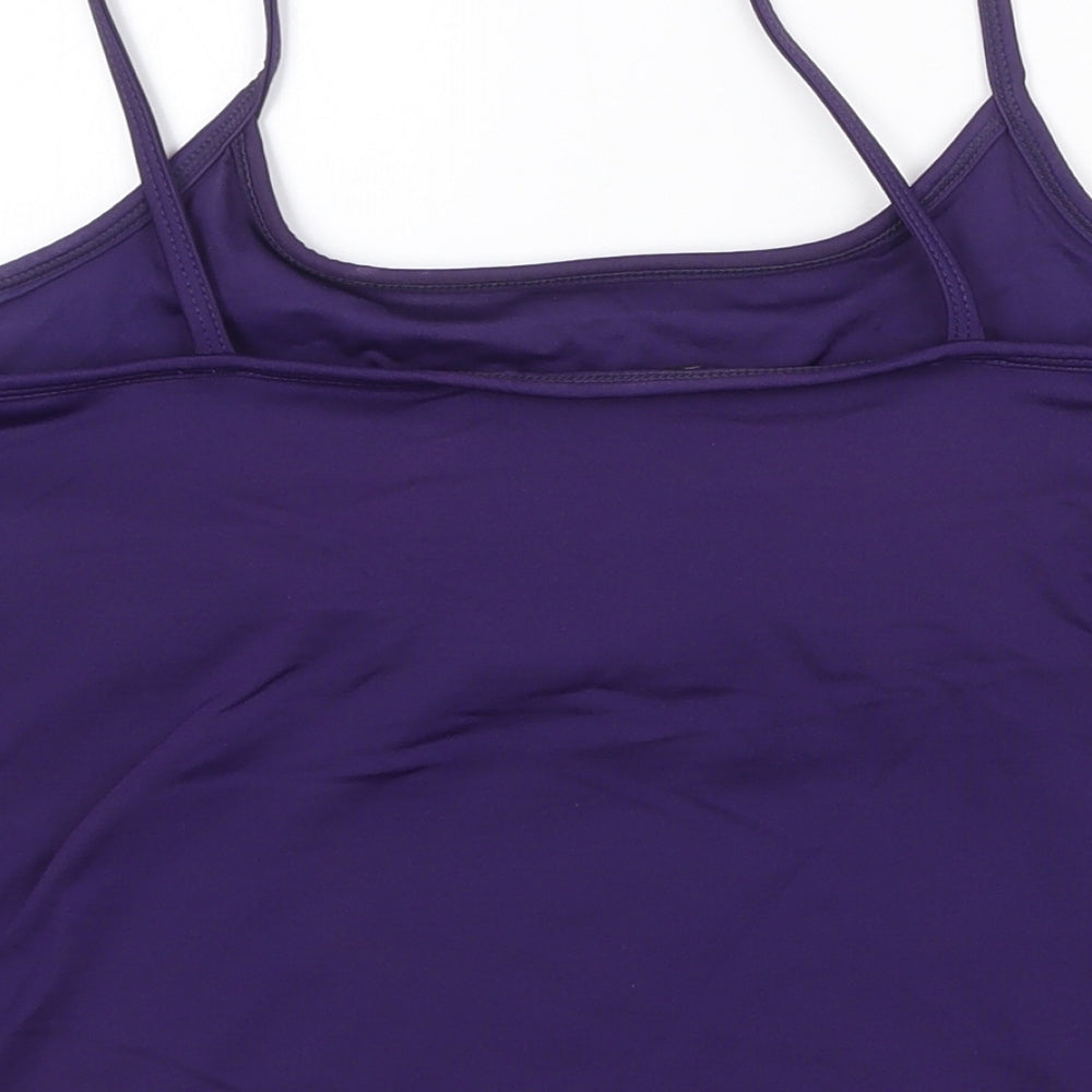 AMARANTO Womens Purple Nylon Cropped Tank Size L Round Neck