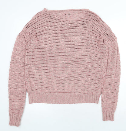 Y London Womens Pink Round Neck Acrylic Pullover Jumper Size M