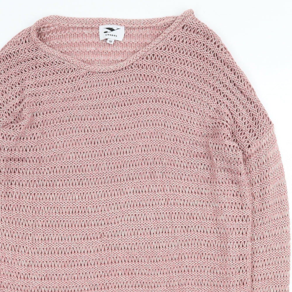 Y London Womens Pink Round Neck Acrylic Pullover Jumper Size M