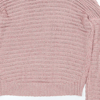 Y London Womens Pink Round Neck Acrylic Pullover Jumper Size M