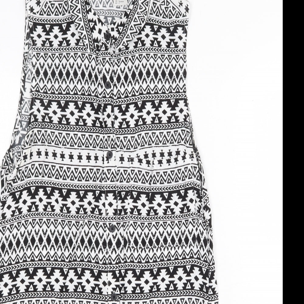 Womens UK Size 8 H&M White Tunic Tank