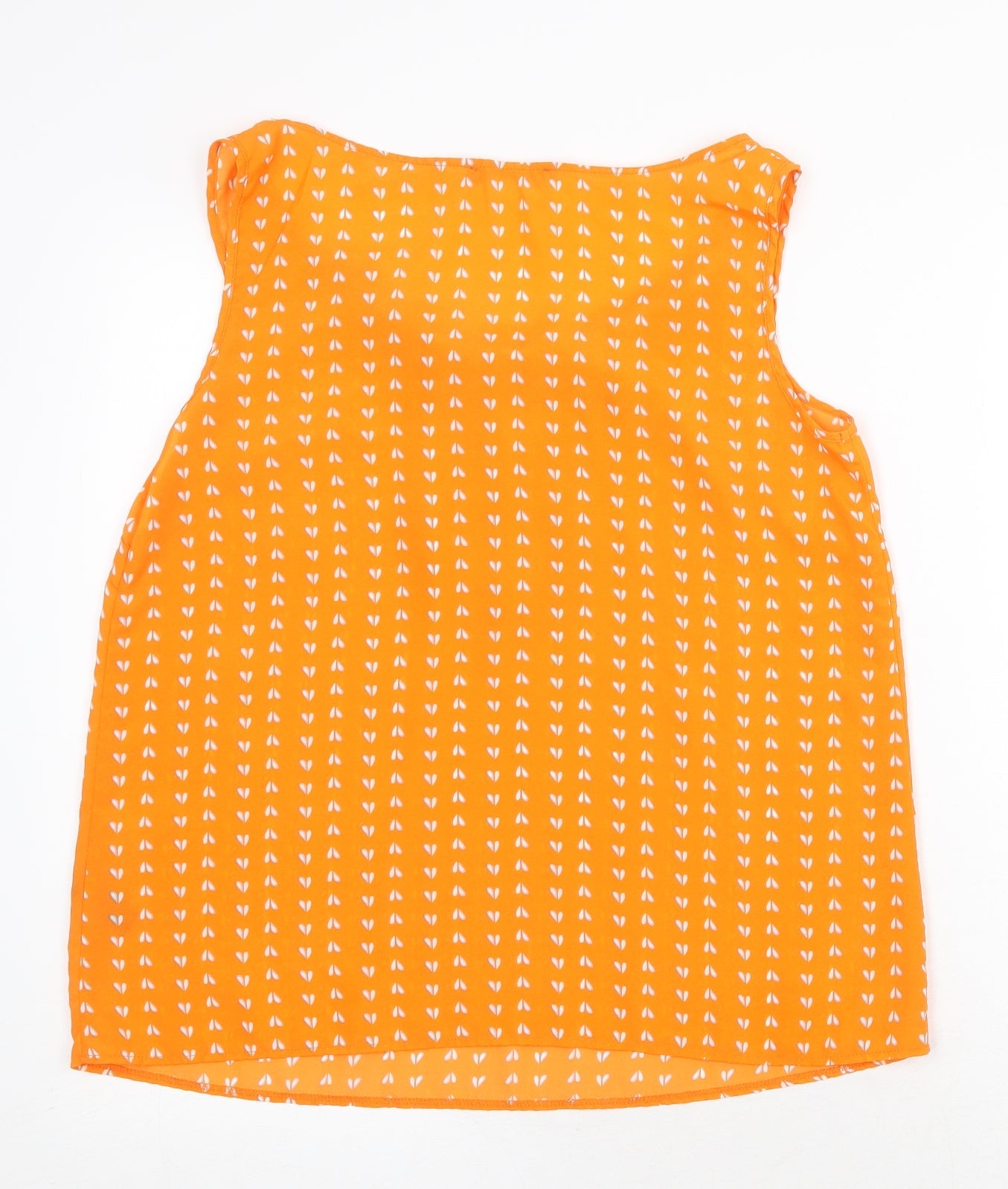 George Womens Orange Geometric Polyester Basic Tank Size 12 Round Neck