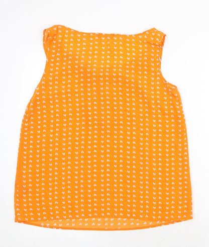 George Womens Orange Geometric Polyester Basic Tank Size 12 Round Neck