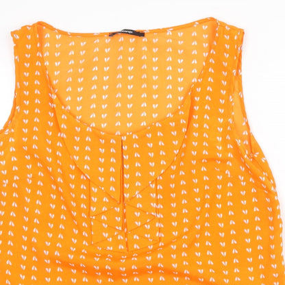 George Womens Orange Geometric Polyester Basic Tank Size 12 Round Neck