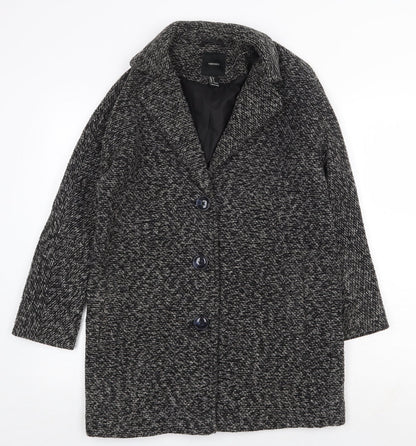 FOREVER 21 Womens Grey Geometric Overcoat Coat Size S Button