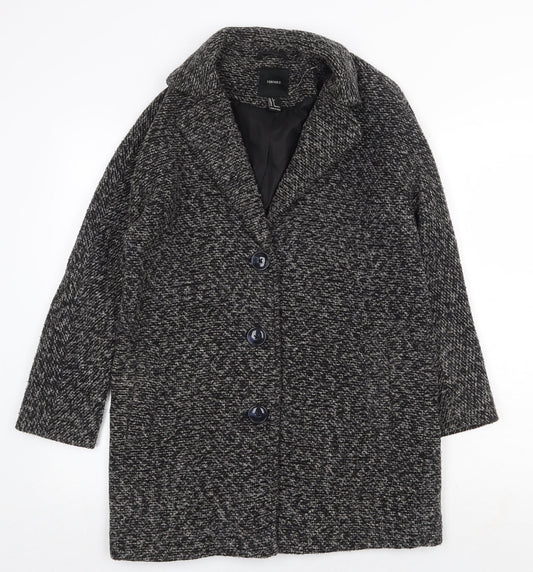FOREVER 21 Womens Grey Geometric Overcoat Coat Size S Button