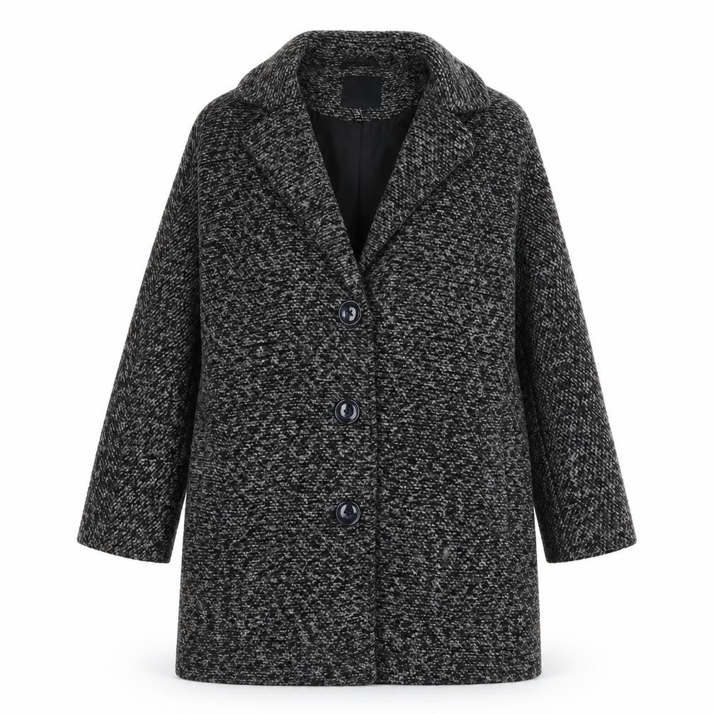 FOREVER 21 Womens Grey Geometric Overcoat Coat Size S Button