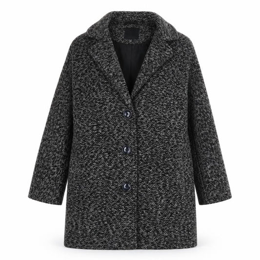 FOREVER 21 Womens Grey Geometric Overcoat Coat Size S Button