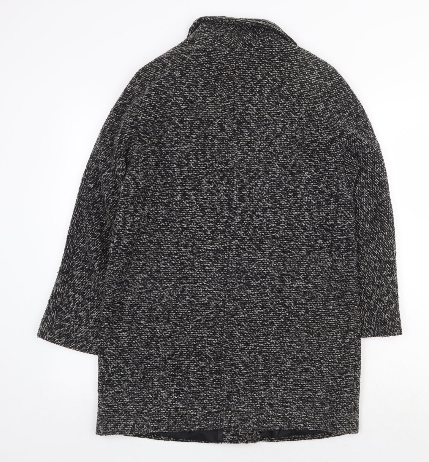 FOREVER 21 Womens Grey Geometric Overcoat Coat Size S Button