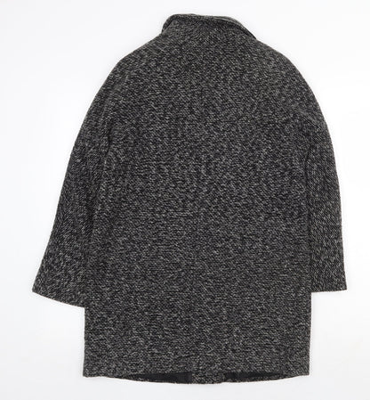FOREVER 21 Womens Grey Geometric Overcoat Coat Size S Button